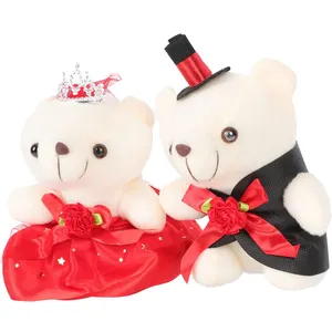 A025 Christmas Ornament Teddy Bear Wedding Doll Soft Valentine Plush Supple Toy Plaything Animals Custom Groom Adorn Bride Doll
