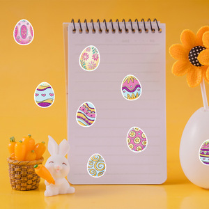 Rollo de 500 Pegatinas de Huevos de Pascua Impermeables, Calcomanías de Papel con Diseños de Animales en Tonos Pastel para Cestas de Pascua, Recuerdos de Fiesta para Niños - Product Image 2