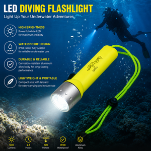 ไฟฉาย LED สำหรับดำน้ำ IP68 กันน้ำ ABS ไฟฉาย LED แบตเตอรี่แห้งสำหรับดำน้ำตั้งแคมป์สำรวจถ้ำทะเลลึก - Product Image 4