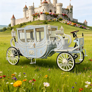 Elegante Carruaje Eléctrico Azul Claro con Detalles Ornamentados y Ruedas Blancas para Bodas y Uso en Parques - Product Image 3