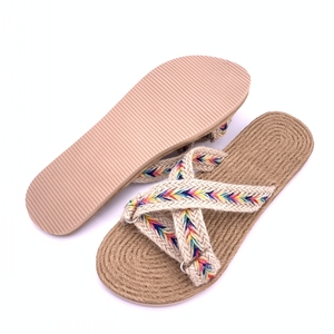 Alla moda di Estate <span class=keywords><strong>Sandali</strong></span> delle Donne Piane <span class=keywords><strong>con</strong></span> <span class=keywords><strong>Corda</strong></span> di Canapa Superiore - Product Image 1
