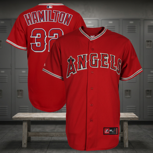 Anges rouge bouton bas baseball jersey sergé patch broderie - Product Image 3