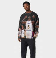 Pull-over sportif personnalisé en tricot viscose/coton avec impression 3D intégrale, col rond, pour hommes, conception OEM ODM, vente en gros