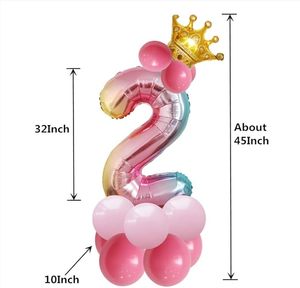 Rainbow Number Foil <b>Balloon</b> With Star And Colorful Base For Birthday Party <b>Decoration</b> - Product Image 4