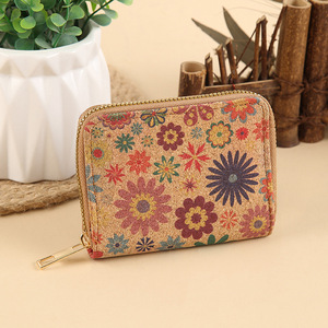 Porte-monnaie mini multicolore tendance en liège, motif floral rétro, style bohème ethnique, porte-cartes vintage – Meilleures ventes - Product Image 5