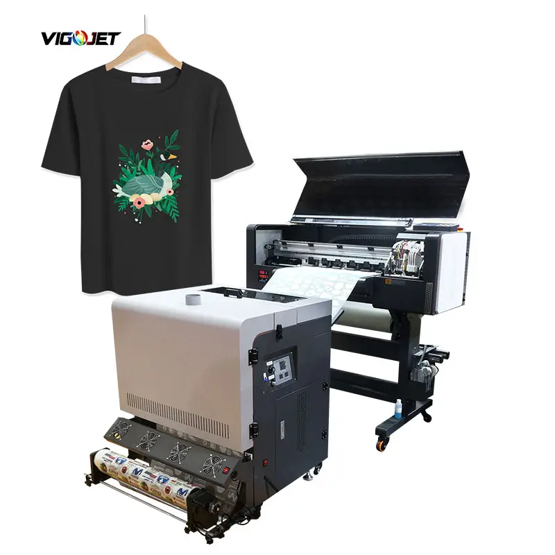 VIGOJET Dtf Impressora 60cm 2 Cabeça I3200 Dtf Impressora T-shirt Máquina de Impressão para impressão cor fluorescente Neon