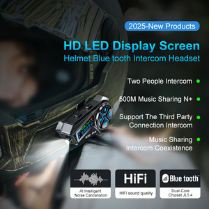 Casco de intercomunicación manos libres con pantalla LED grande Casco Inalámbrico Blue Tooth <span class=keywords><strong>Intercom</strong></span> Auriculares para motociclistas Esquí - Product Image 3