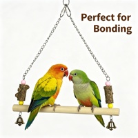 Jouet de perchoir balançoire pour perroquet en bois naturel avec bâtons de croûte d'arbre, perles colorées et clochettes métalliques rouges, jouet suspendu pour l'exercice et le jeu en cage à oiseaux