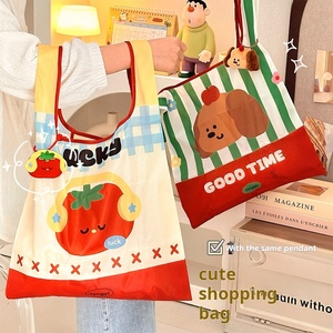 กระเป๋าช้อปปิ้งซูเปอร์มาร์เก็ตน่ารัก พับเก็บได้ พกพาสะดวก ความจุขนาดใหญ่ กันน้ำ กระเป๋าถือสำหรับซื้อผักในตลาด เป็นมิตรกับสิ่งแวดล้อม - Product Image 5