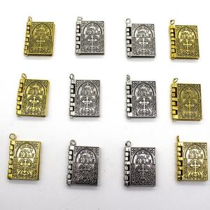 Pendentif vintage en forme de croix, Bible sacrée, pour hommes et femmes, lettre d'amour éternel, mini porte-clés Bible en argent thaïlandais DIY - Product Image 2