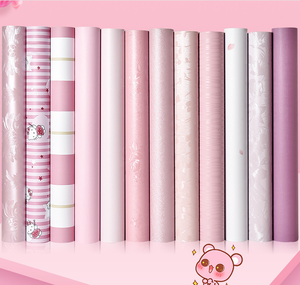 Decorazioni per la casa rosa contratto design carta da parati vinile <span class=keywords><strong>sfondi</strong></span> 3D staccare adesivi carta da parati per bambini - Product Image 1