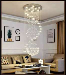 Lampu Chandelier Hotel Kustom Lampu Plafon Modern LED Plafon Besar Tangga Panjang Emas Mewah Kristal Chandelier Lampu Gantung - Product Image 5