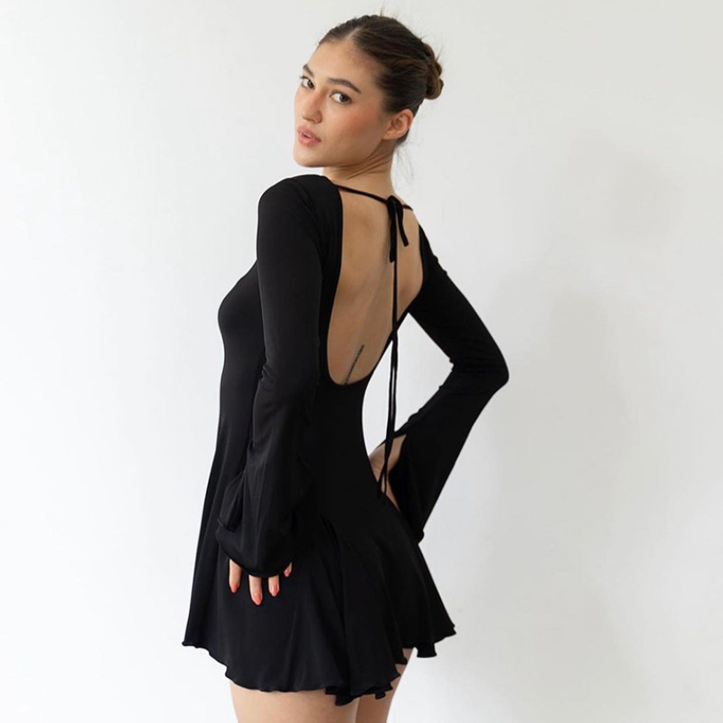 Chic & Trendy backless dress long sleeve for Fashion-Forward Women Worldwide