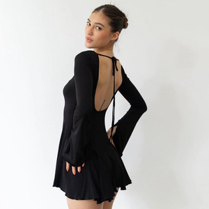 Chic & Trendy backless dress long sleeve for Fashion-Forward Women Worldwide