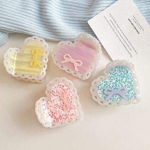 Nieuwe Designer Zoete Acetaat Boog Hart Haarklauw Clip Eenvoudige Kleur Blok Hart Haarclip 6.5Cm Haaraccessoires Voor Vrouwen - Product Image 2