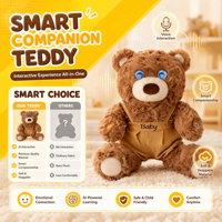 Ours en peluche interactif, fourrure marron douce, yeux bleus, réaction tactile, pour l'apprentissage préscolaire, les jeux à la maison, cadeau de vacances