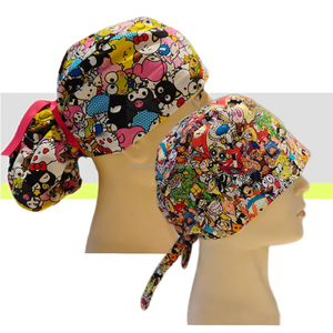 Cuffie Chirurgiche in Raso con Disegni Cartoon, con Apertura per Coda di Cavallo, Regolabili per Capelli Lunghi, per Uomini e Donne - Product Image 1