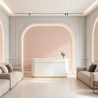 Papier peint rose minimaliste, papier peint rose clair style français, fond rose crème pour mur de télévision dans le salon et tête de lit de chambre à coucher