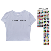 À la mode personnalisé à manches courtes 100% coton haut court Femme en gros col rond Y2k haut court dames t-shirt