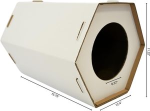 Kartonnen kattenhuis voor binnenkatten - Opvouwbare zeshoekige box <span class=keywords><strong>condo</strong></span>, lichtgewicht & duurzaam, modern wit design (40 cm x 31,5 cm) - Product Image 4