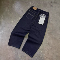 Jeans japonais sur mesure pour hommes avec cristaux ou motif croix bleue sur pantalon en denim brut