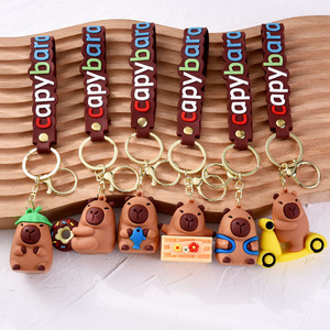 Porte-clés en plastique Capybara mignon, pendentif animal de dessin animé, porte-clés 3D en PVC souple, accessoire de sac et de voiture, cadeau - Product Image 5