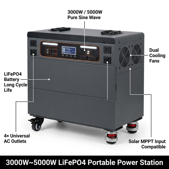 5000W Portable Power Station 10000Wh LiFePO4 Solar Generator UPS MPPT Fast Charging Whole Home Backup Off-Grid Emergency3000W