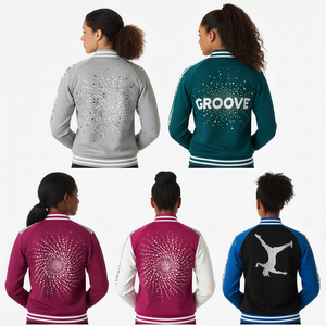 Custom Design Cheerwarming-Up Jasje Meisjes Warming-Up Jas Sublimatie Sparkle Steentjes Dans Praktijk Cheerleading Jassen - Product Image 1