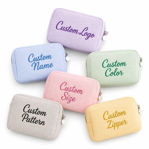 Customized Eco-Friendly Natural Plain Cotton <b>Make</b> <b>Up</b> Bag Storage <b>Pouch</b> Custom Embroidery Logo Cosmetic Bags - Product Image 6