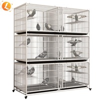 Cage d'élevage moderne multicouche en métal pour pigeons de course, enclos carré spacieux en fil métallique, support roulant, conception sécurisée anti-évasion pour oiseaux