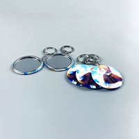 Modedesigner benutzer definierte Weißblech druck Anime Schlüssel anhänger Schlüssel ring leer Metall knopf Mini Spiegel Schlüssel bund