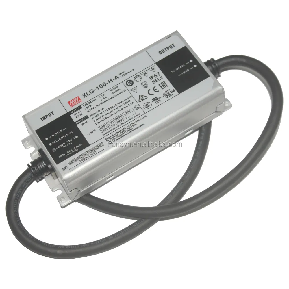 Meanwell XLG-100-H-A 100W 일정 파워 모드 LED 드라이버 디밍 및 IP67 방수 기능