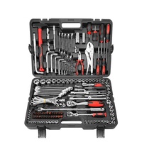 Juego de Llaves Combinadas Portátiles TGS de 142 Piezas, Color Amarillo, Cr-V, Acero Plástico, Herramientas Manuales para Reparación de Automóviles, Juego de Llaves de Tubo