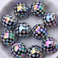 Nouveau 2025 16mm coloré rond en vrac acrylique solide impression carré UV AB perles brillantes pour gros collier porte-clés fabrication de bijoux