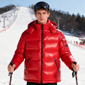 <span class=keywords><strong>Piumino</strong></span> Streetwear da <span class=keywords><strong>Uomo</strong></span> <span class=keywords><strong>Imbottito</strong></span> di Alta Qualità, Giacca Invernale Lucida Oversize con Cappuccio e Zip - Product Image 4