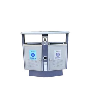 Contenedor de basura para exteriores Zhongming Environmental Sanitation de 102x40x100 mm, contenedor de reciclaje de acero galvanizado para parques, plazas y calles - Product Image 4