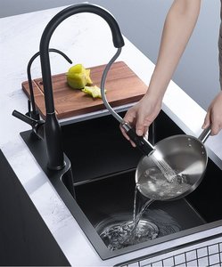 Fregadero de Cocina Hecho a Mano de Acero Inoxidable 304 con Relieve de Panal Negro y Desagüe Grande de 140 mm - Product Image 4