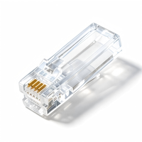 E-hong RJ11 6P4C Prise modulaire à corps long, boîtier PC transparent, contacts plaqués or pour câble téléphonique 4 conducteurs