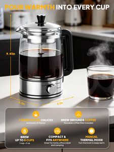 Bouilloire électrique portable à vapeur automatique en verre borosilicate de 1,3 L, bouilloire électrique pour faire bouillir l'eau - Product Image 2