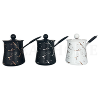 Personnalisation d'usine revêtement en marbre noir cafetière arabe polyvalente cafetière turque chauffe-café avec couvercle et poignée
