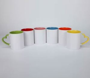 11oz Heart Rim Handle Color Blanks <b>Enamel</b> Coffee Mug Sublimation Mugs Supplier Wholesale - Product Image 2