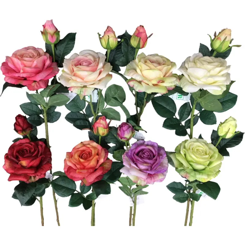 O-X481 rosas de látex artificiais toque real, rosas brancas puras, decoração de casamento, rosas tecnológicas avançadas