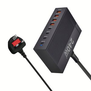 240W GaN 8 Port <b>USB</b> <b>C</b> Fast Charger Block PD100W Multi-ports 4C4A Charging Station PD 3.0 Wall Power <b>Adapter</b> - Product Image 3