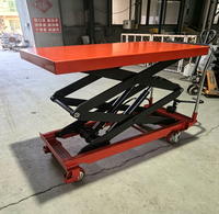 Chariot élévateur à ciseaux hydraulique 350 kg avec poignée manuelle pliable, hauteur de levage 0,9 m, équipement de manutention léger