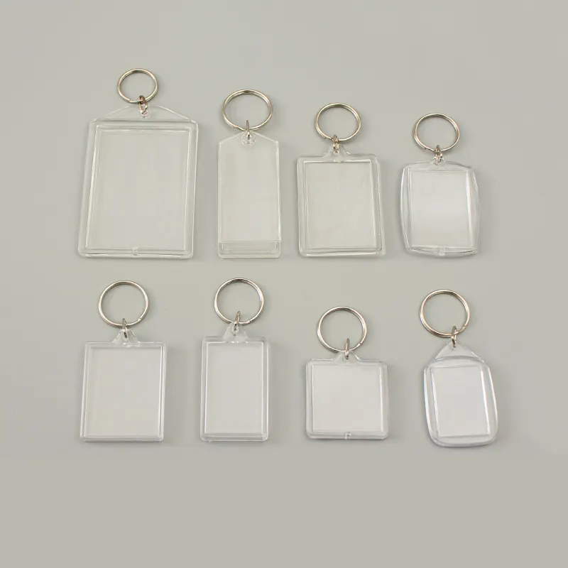 Cadre photo clair blanc acrylique porte-clés Transparent en plastique étiquette de rangement suspendu Photo acrylique porte-clés porte-clés blanc