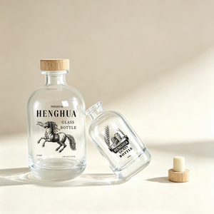 Bouteille en verre vide avec bouchon en bois pour <span class=keywords><strong>gin</strong></span>, rhum, whisky, spiritueux, vodka, brandy – formats 10cl, 25cl, 50cl, 100ml, 250ml, 375ml, 500ml - Product Image 6