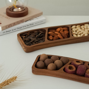 Wooden Serving <b>Tray</b> Four Compartment Bamboo <b>Snack</b> Plate For Nuts Dried Fruit Residential Use - Product Image 4