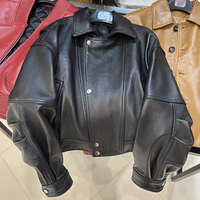 Veste courte en cuir véritable pour femme, style streetwear, automne