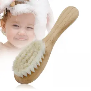 High Quality Shampoo Bath Brush Children's Bath Scrub Cleaning Comb Beech Baby Wool Hair Brush