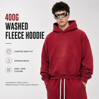 Sweat à capuche 400 GSM coupe ample délavée, style vintage, en molleton, oversize, streetwear, pour homme, fourniture marque privée